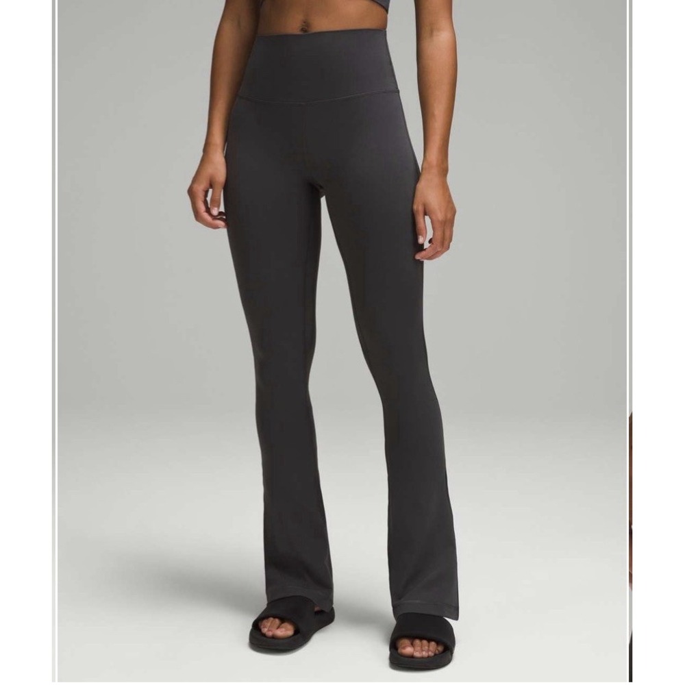 Lululemon Align High Rise Ribbed Mini Flare Pant 32" Graphite Grey SZ 2 Perfect